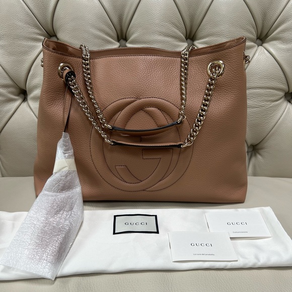 Brand new Gucci Soho Leather Beige Chain Shoulder Bag - Picture 3 of 11
